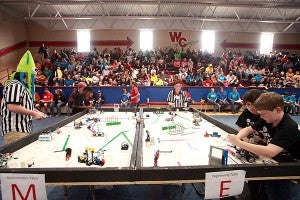 Robotics teams compete Saturday afternoon during the FIRST LEGO League qualifier at Warren Central. (Justin Sellers/The Vicksburg Post)
