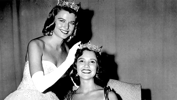 Miss America 1959, Mary Ann Mobley, is crowned by outgoing Miss America Marilyn Elaine Van Derbur at the annual Miss America Pageant in Atlantic City, N.J. in 1958. 