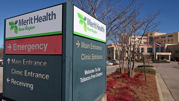 NEW SIGNAGE: A sign in front of River Region Medical Center displays the Merit Health logo. (Justin Sellers / The Vicksburg Post)