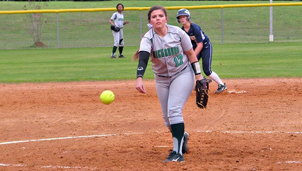 Vicksburg High’s Olivia Oakes throws a pitch in the third inning of Thursday’s game against Pearl. (Ernest Bowker/The Vicksburg Post)