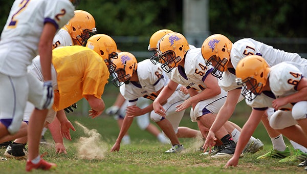 St. Aloysius players practice Wednesday at Balzli Field. (Justin Sellers/The Vicksburg Post)