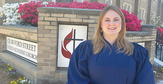 MaryKate Cote serves as the music director at Crawford Street United Methodist Church (Sally Green | The Vicksburg Post).